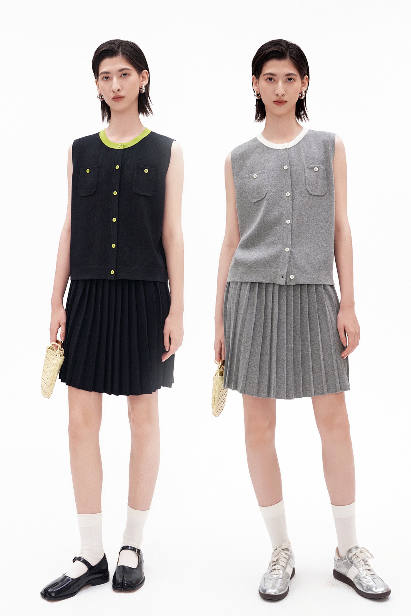linen blend crew neck vest