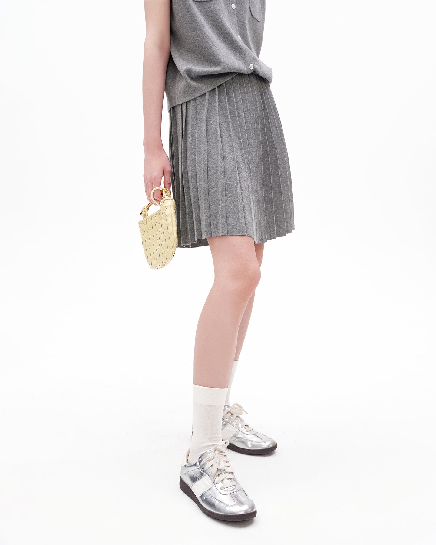 linen blend crew neck vest