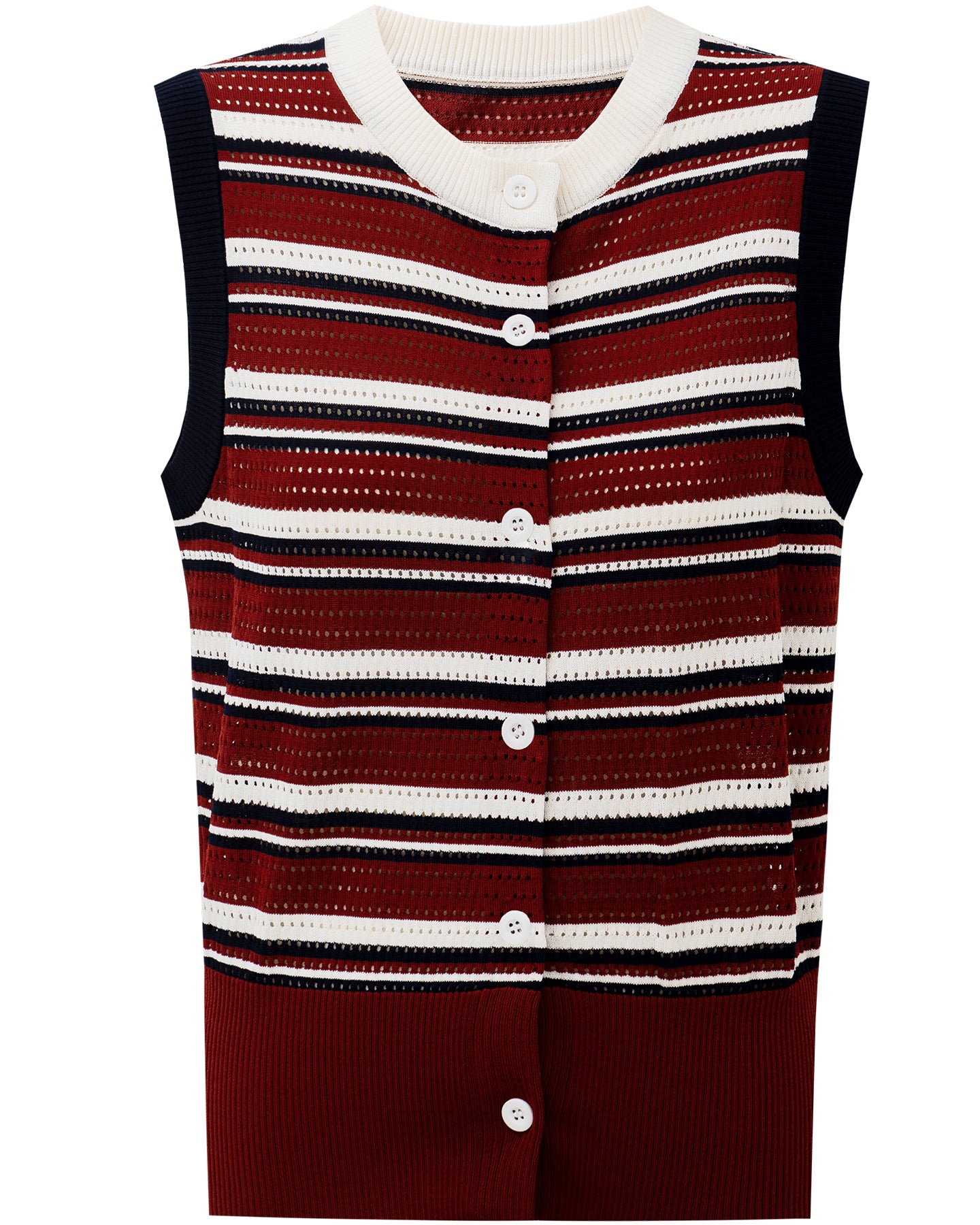 Color-blocked Striped Knit Vest