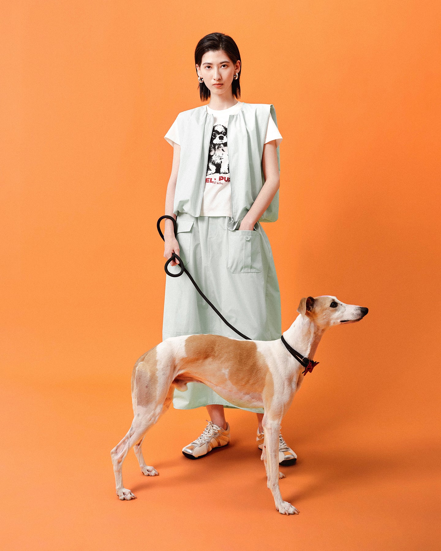 Cotton-Blend Sleeveless Tulip-Hem Vest Set