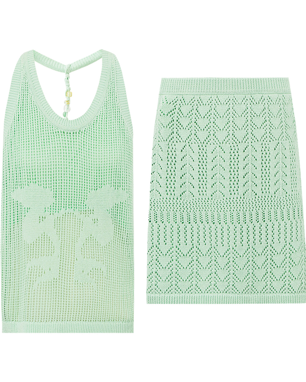 Pure cotton wool midi skirt with marine plant design
