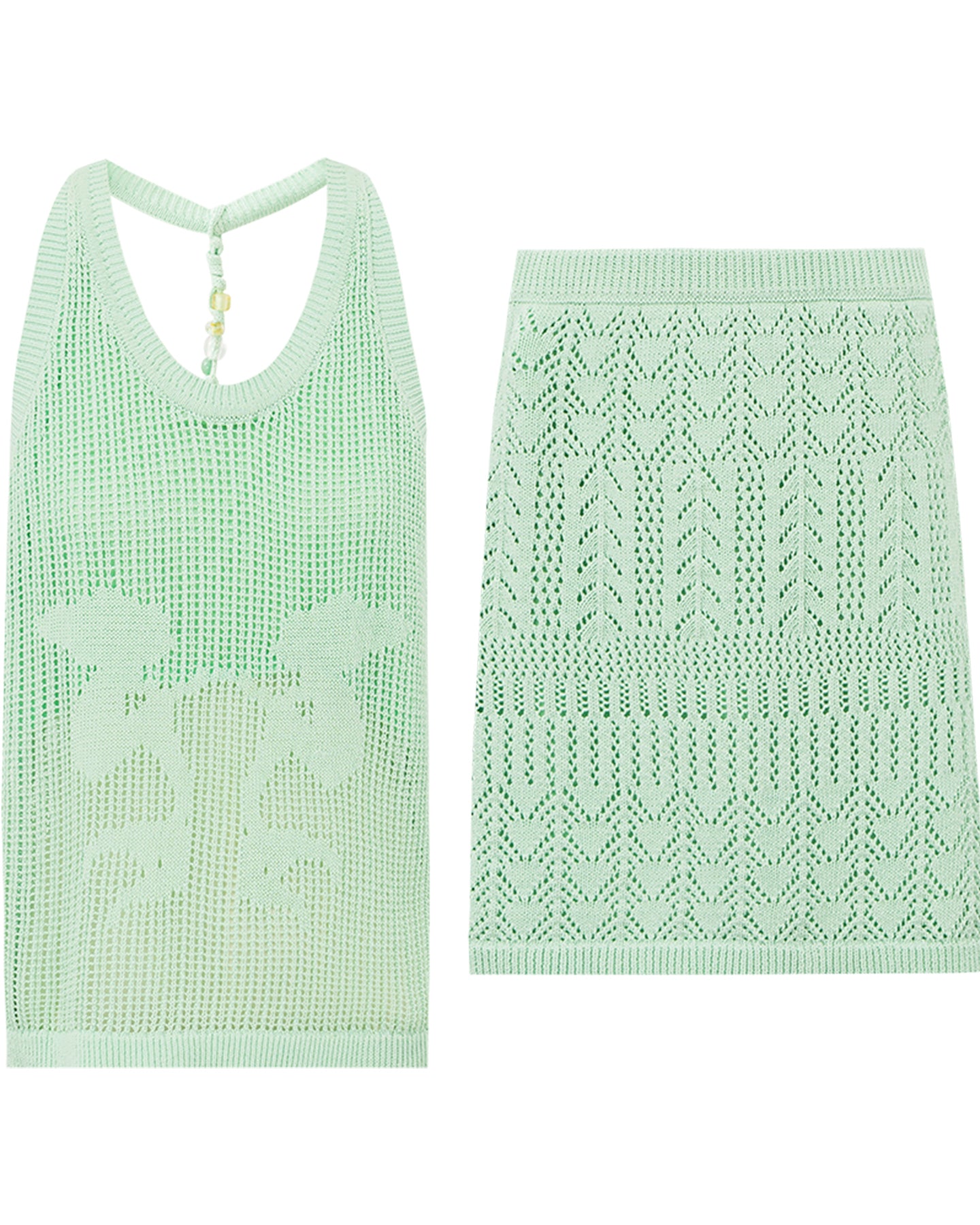 Pure cotton wool midi skirt with marine plant design