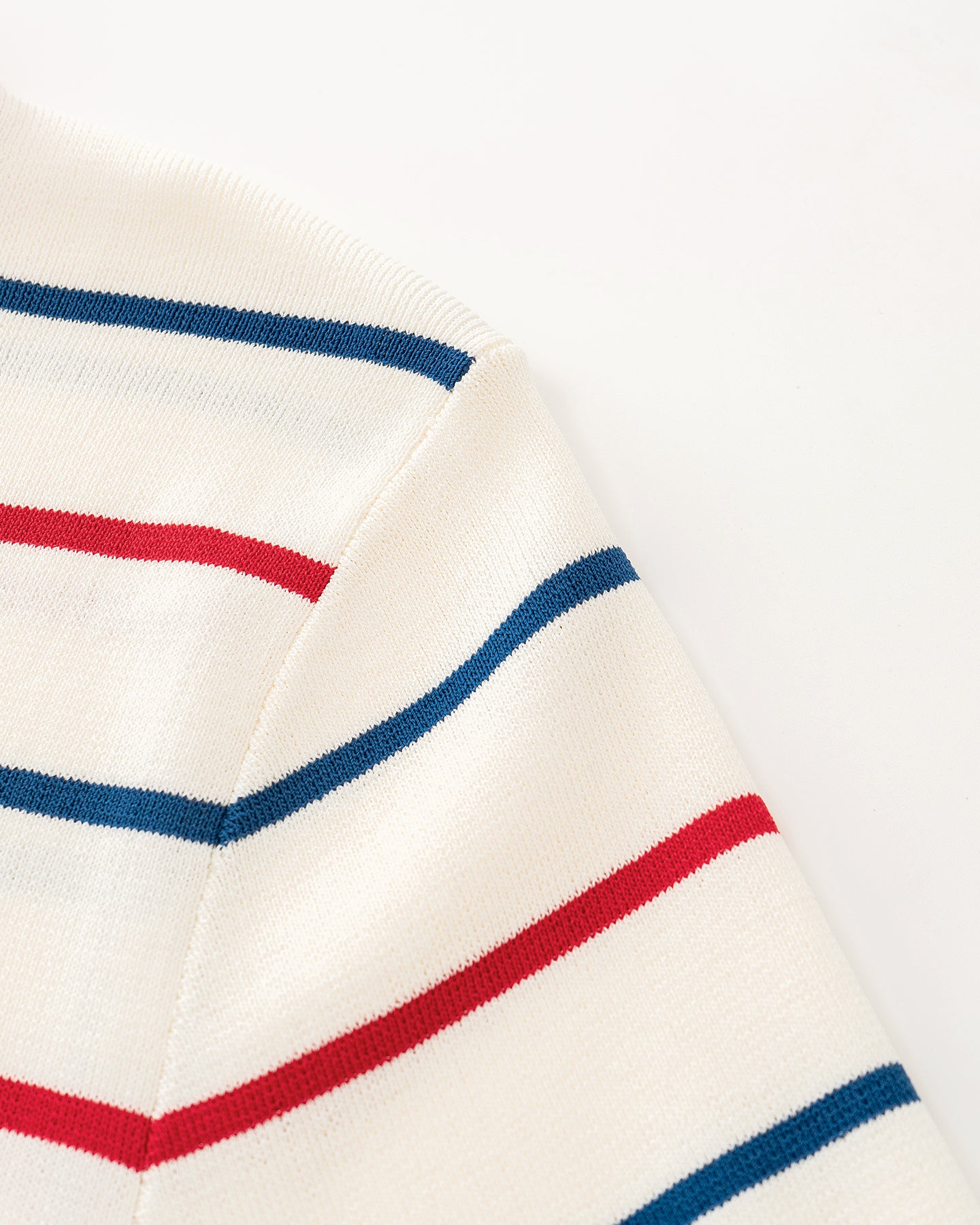 Color-Block Striped Short-Sleeve Wool Knit Sweater