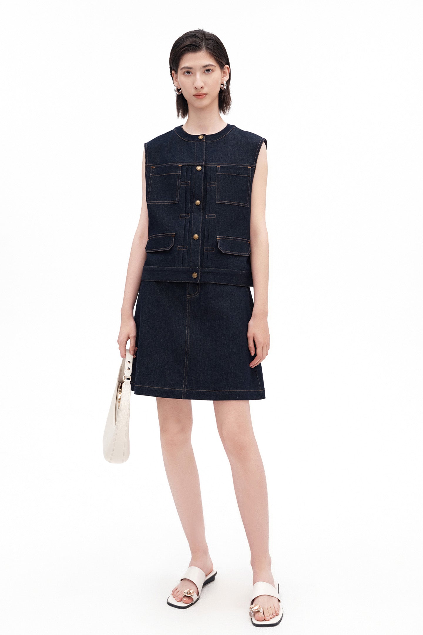 Retro Workwear Denim Vest