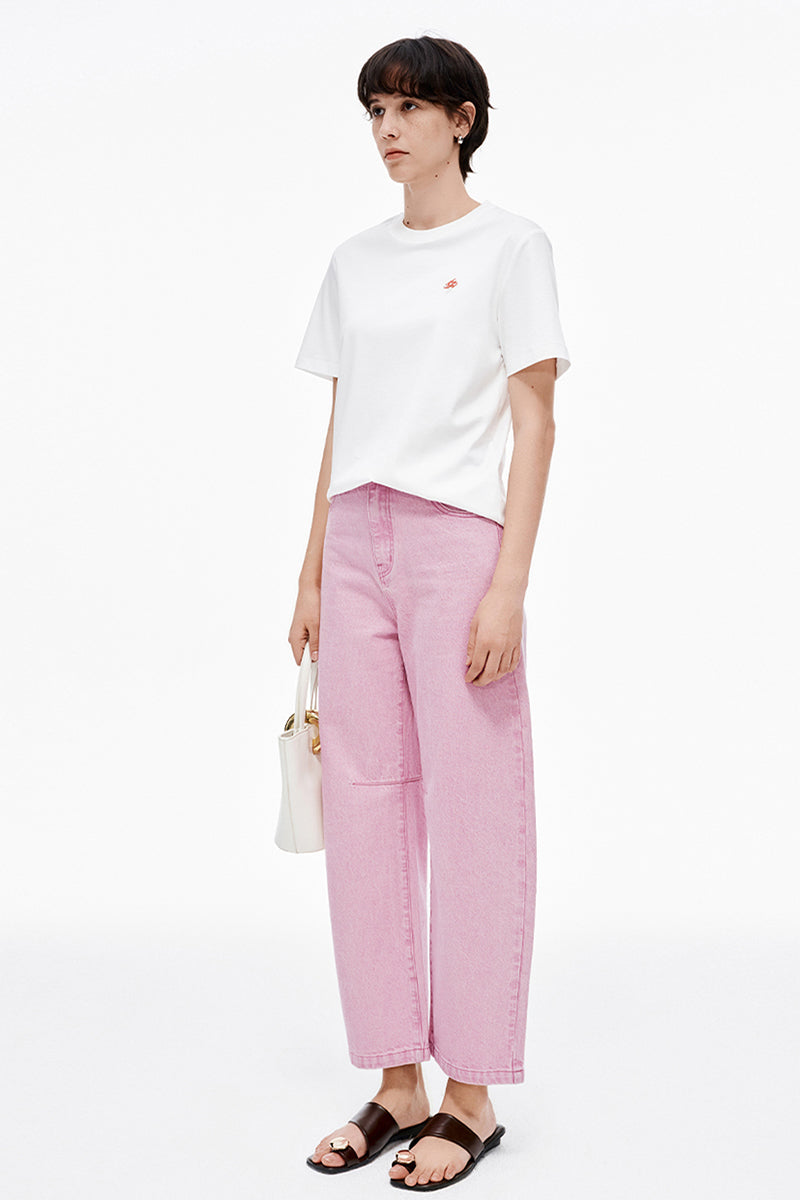 SELFWHO Cotton Washed Pink Jeans