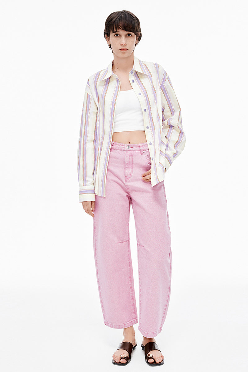 Cotton Washed Pink Jeans