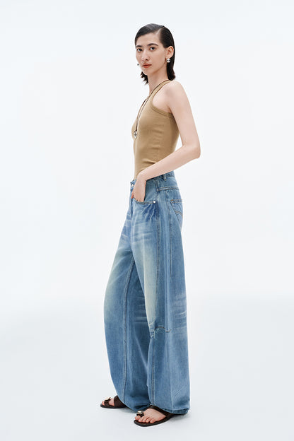 SELFWHO Vintage Washed Scimitar Jeans