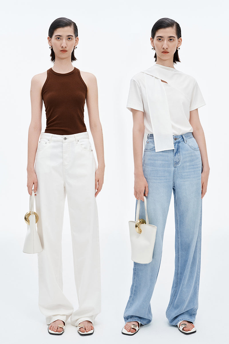 SELFWHO Lyocell blend white jeans