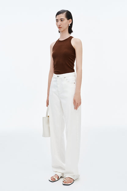 SELFWHO Lyocell blend white jeans