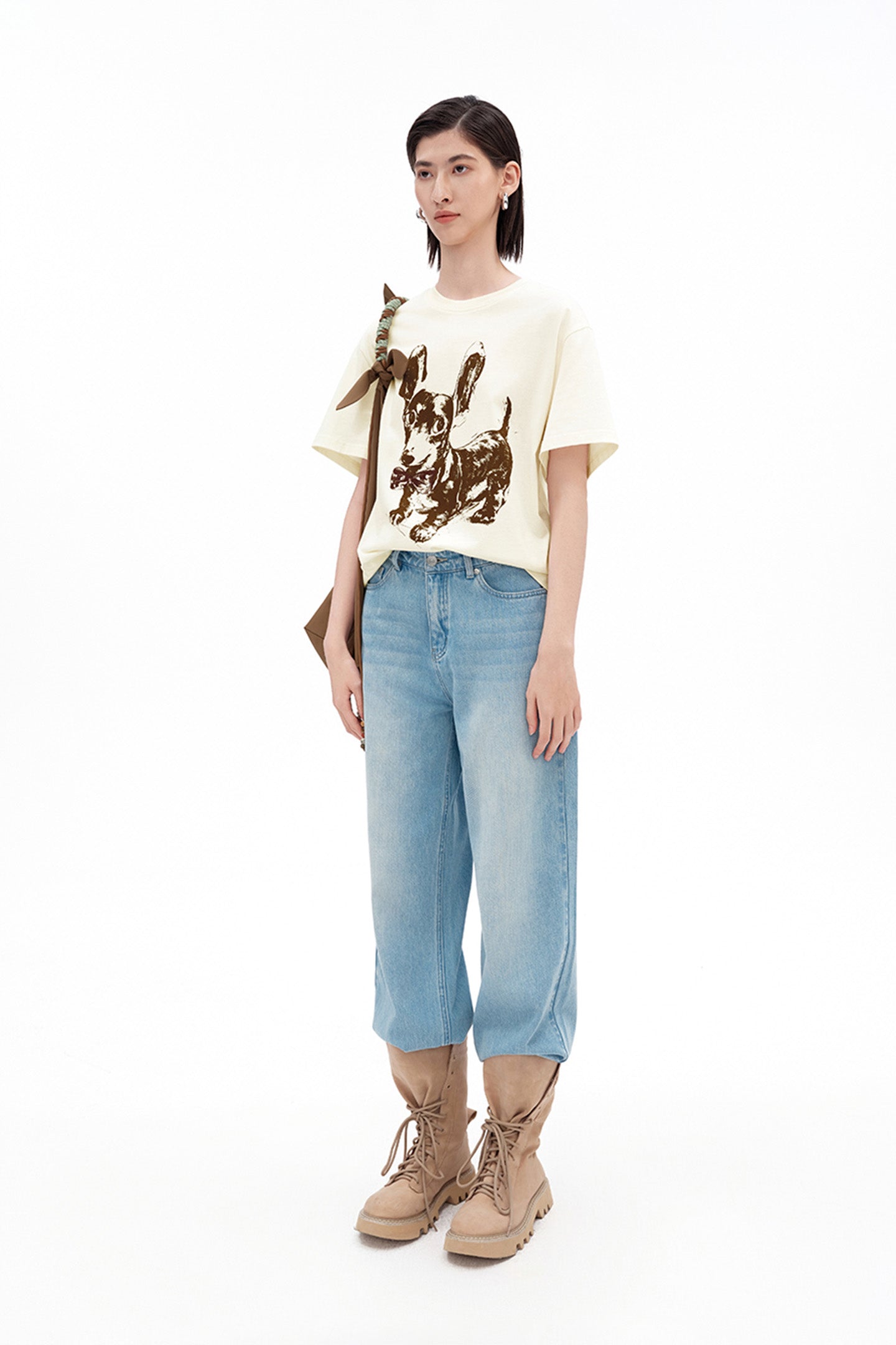 Cotton-Acetate Blend Straight-Leg Jeans