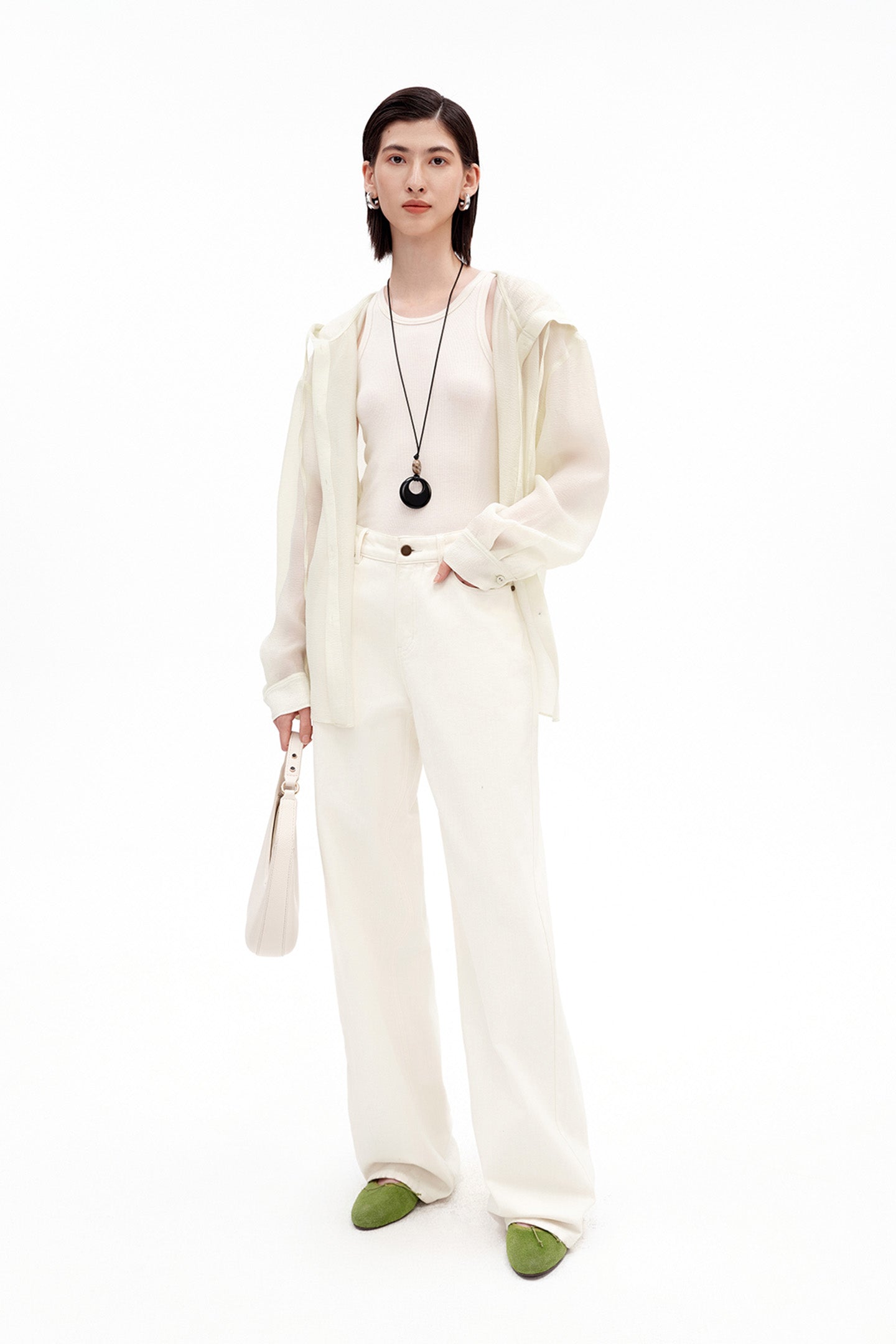 Cotton-Acetate Blend Straight-Leg Jeans