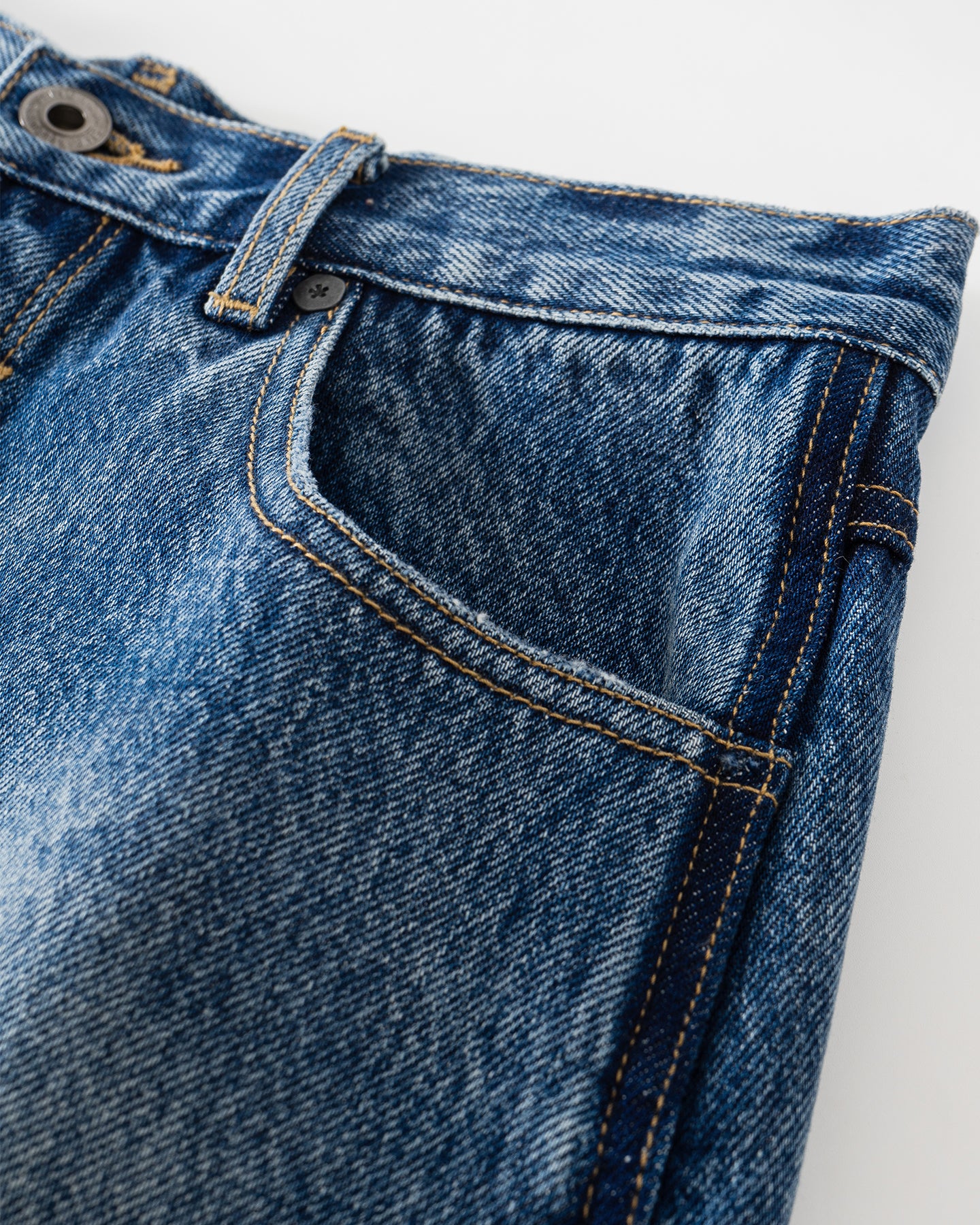 Retro Washed Denim Shorts with Four Buttons
