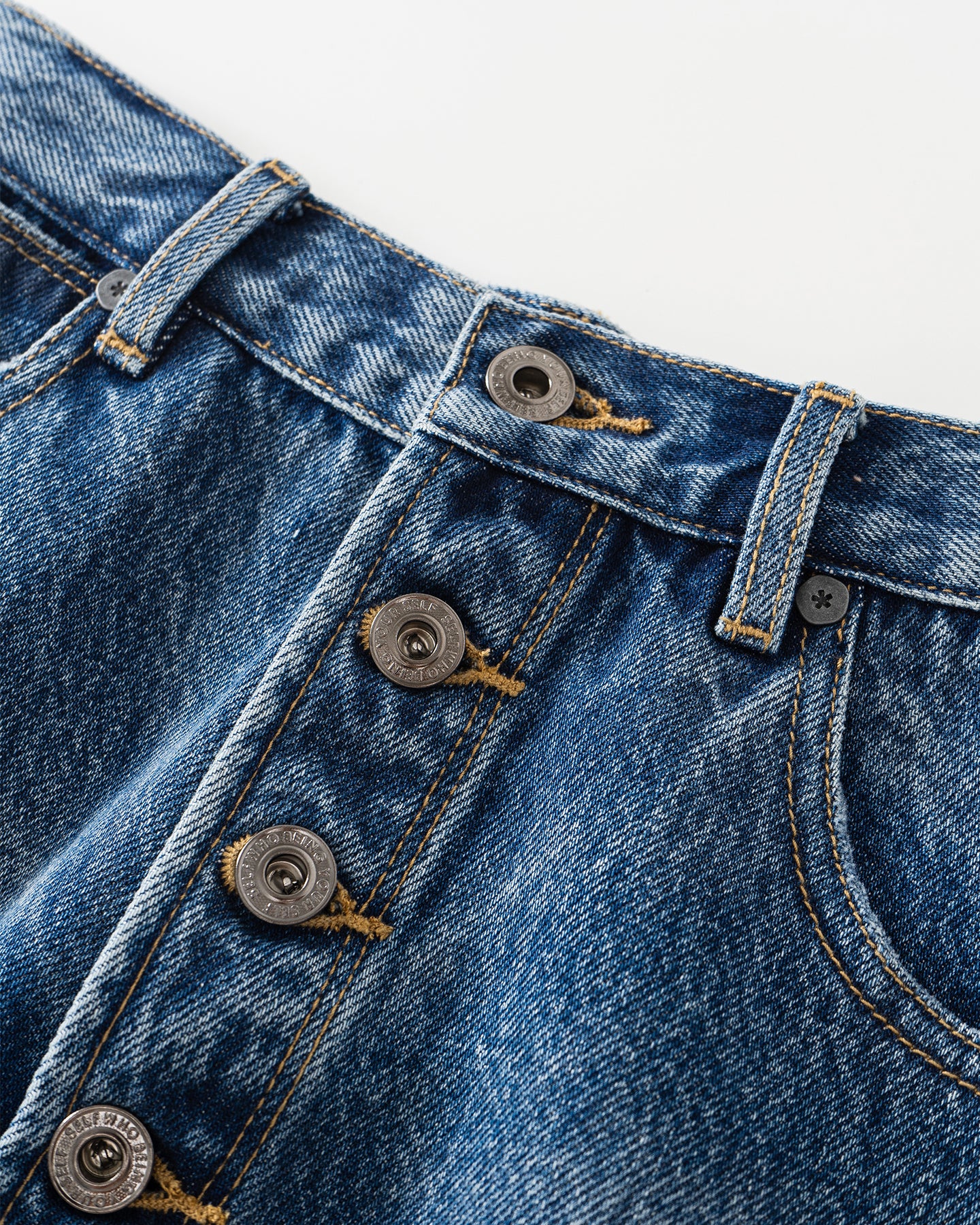 Retro Washed Denim Shorts with Four Buttons