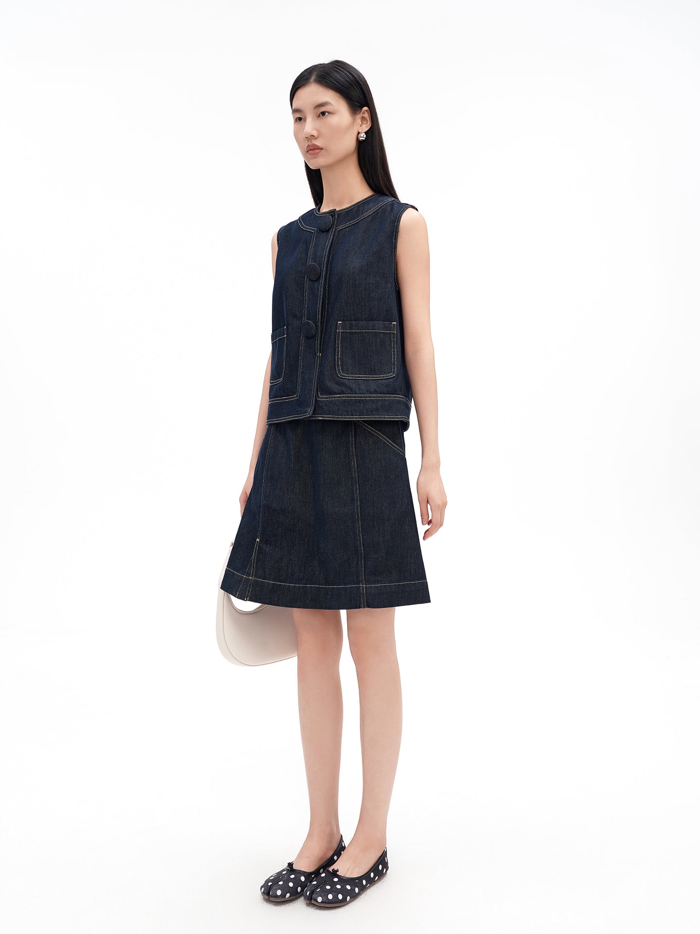 Cotton-Tencel Blend Retro Denim Vest