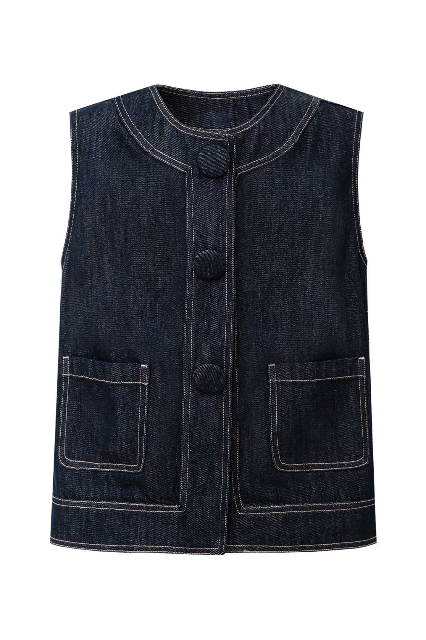 Cotton-Tencel Blend Retro Denim Vest
