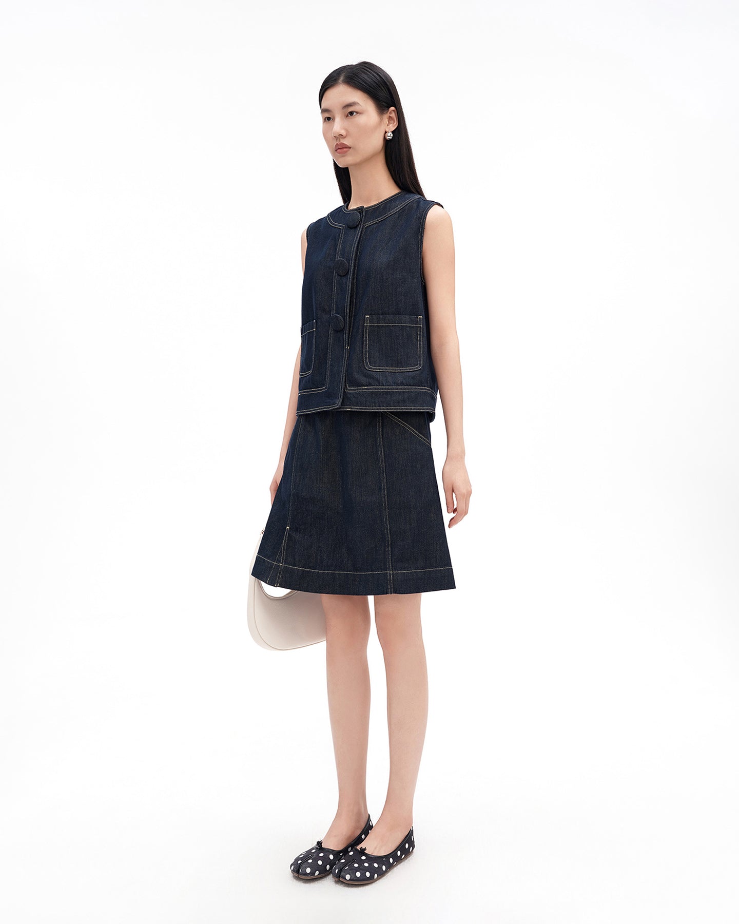 Cotton-Tencel Blend Retro Denim Vest