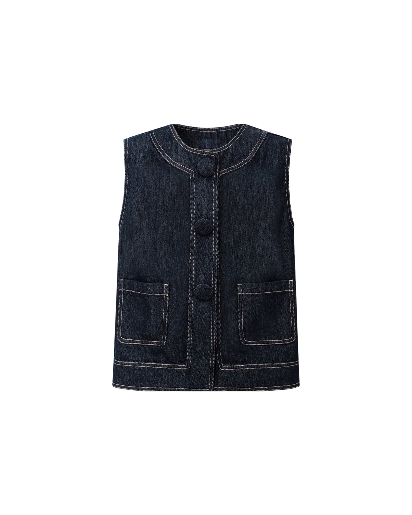 Cotton-Tencel Blend Retro Denim Vest