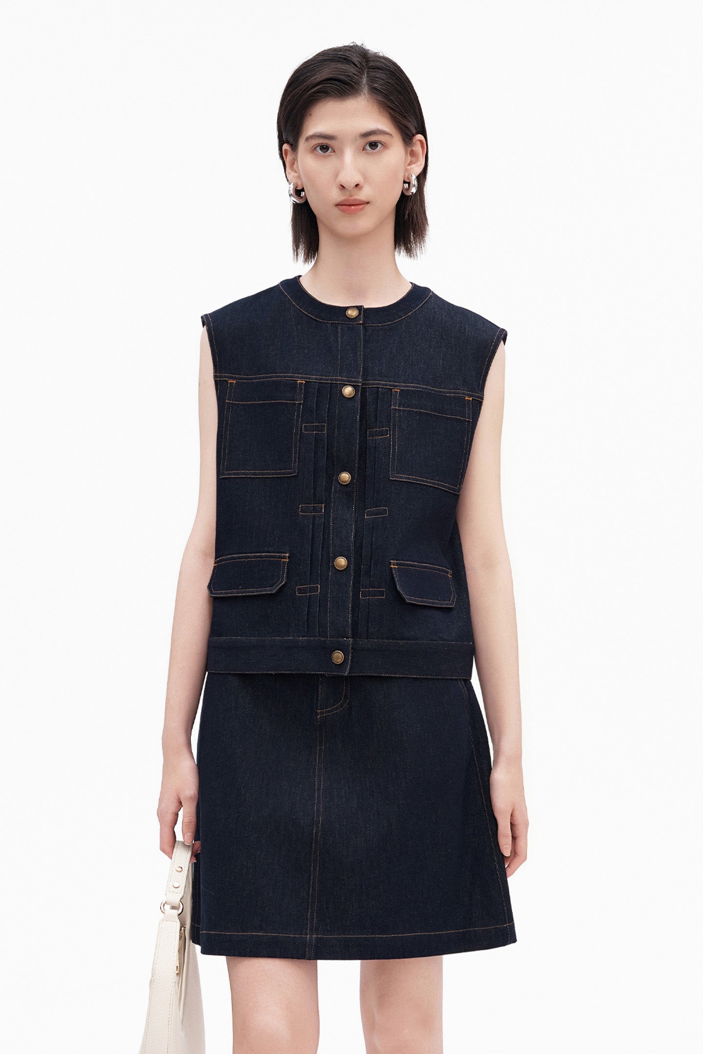 Retro Workwear Denim Vest