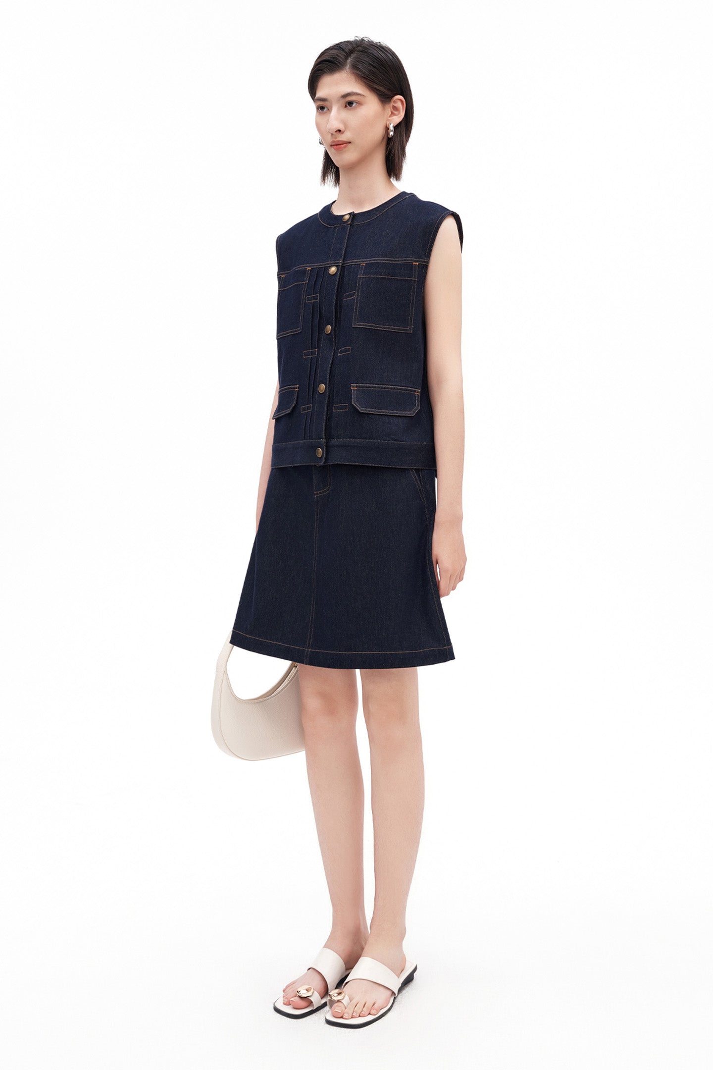 Retro Workwear Denim Vest