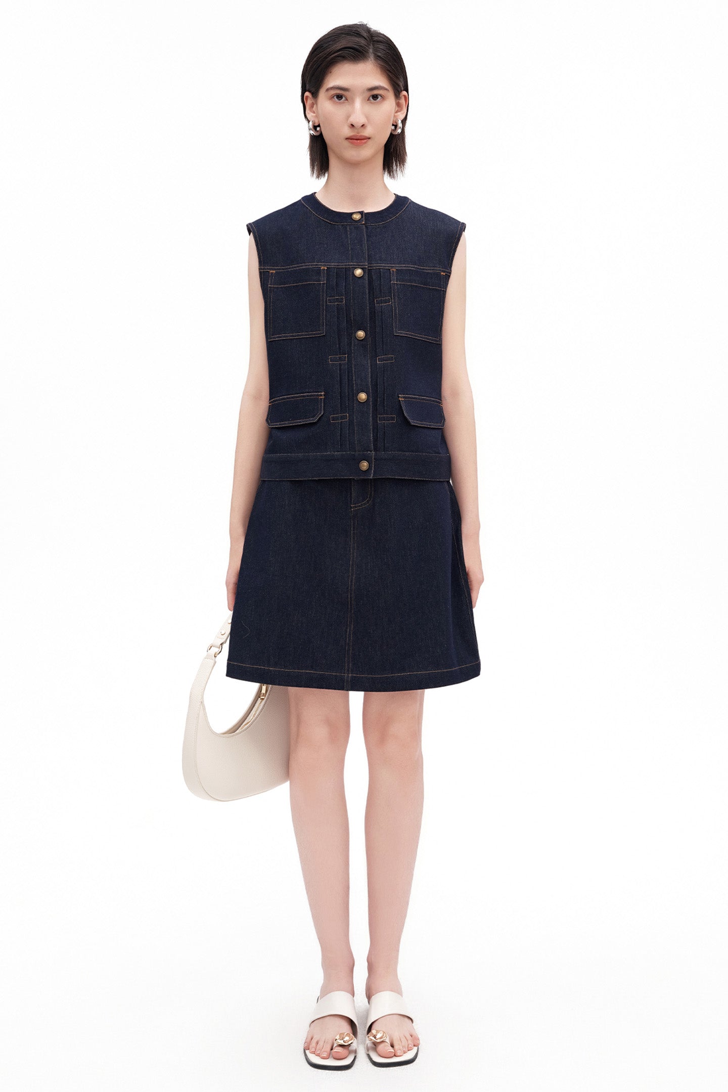 Retro Workwear Denim Vest