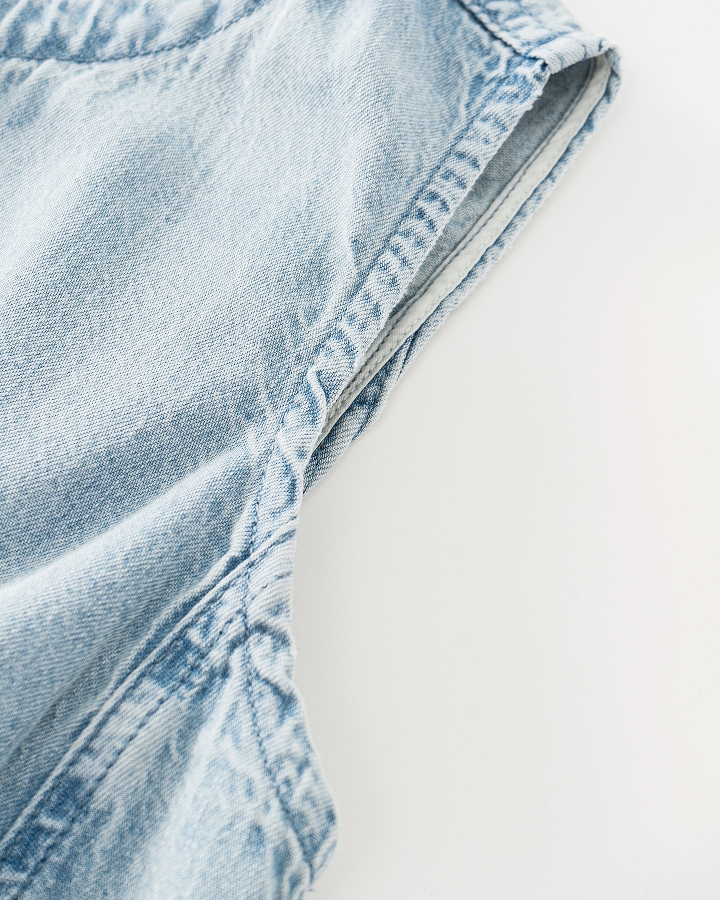 Pure Cotton Vintage Raw Denim-Style Vest & Skirt Set