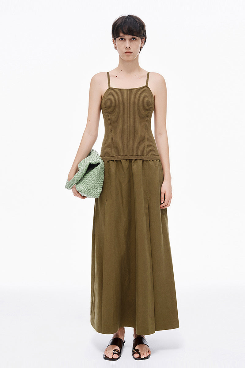 SELFWHO Lyocell Blended Suspender Skirt