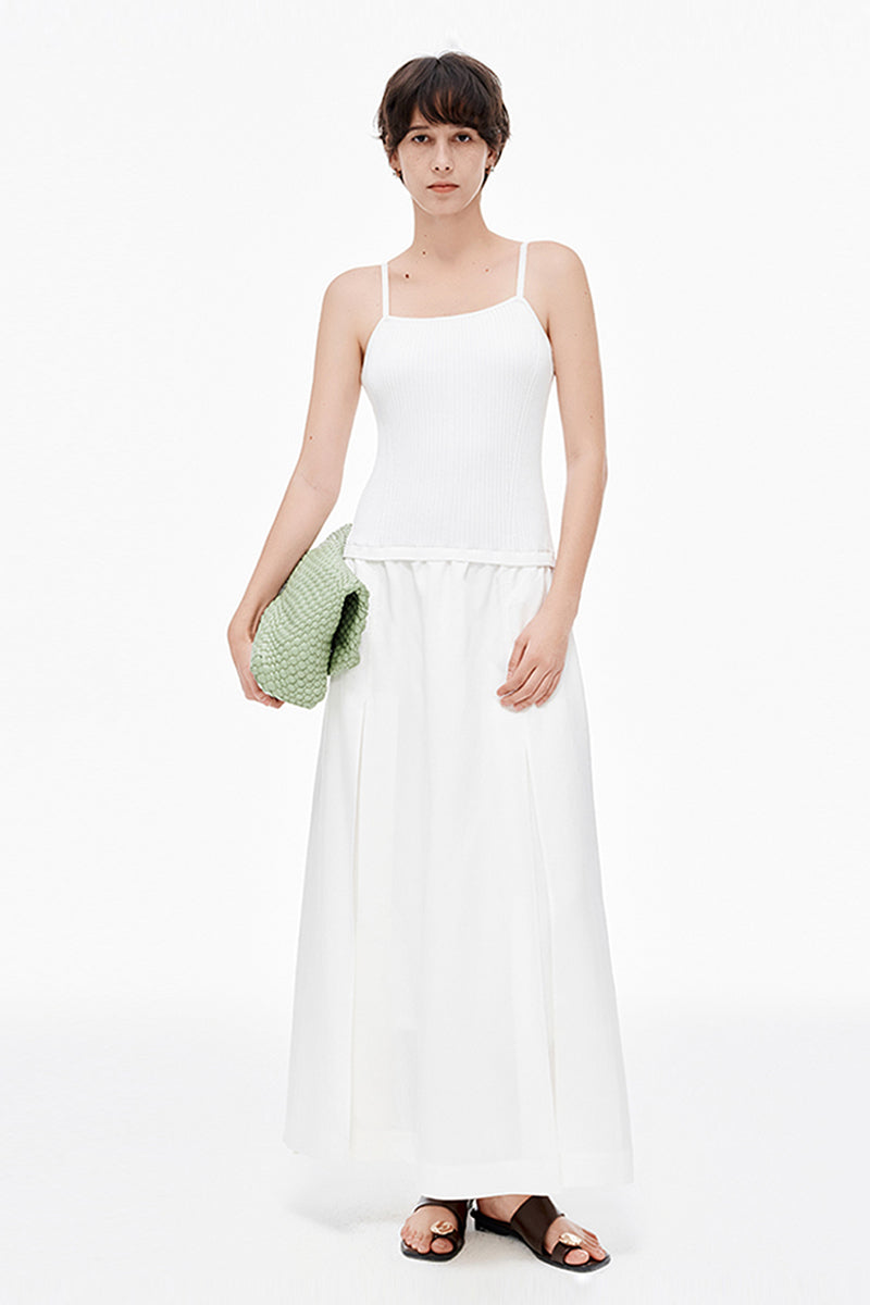 SELFWHO Lyocell Blended Suspender Skirt