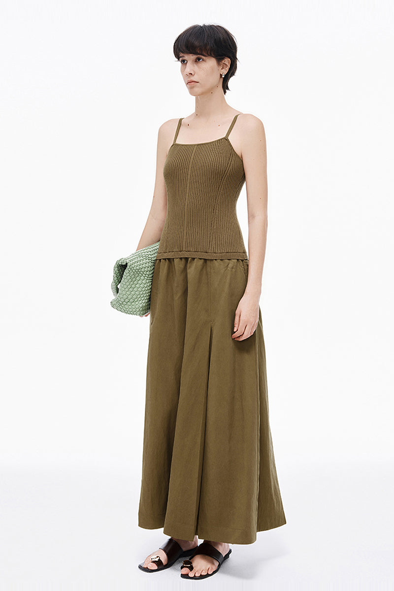 SELFWHO Lyocell Blended Suspender Skirt