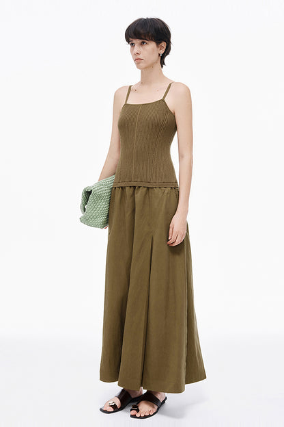 SELFWHO Lyocell Blended Suspender Skirt
