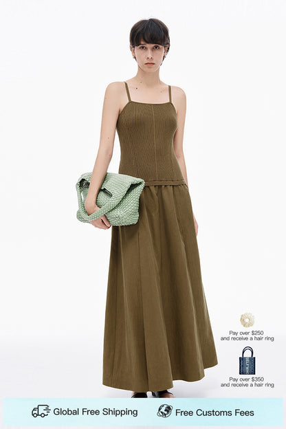 SELFWHO Lyocell Blended Suspender Skirt