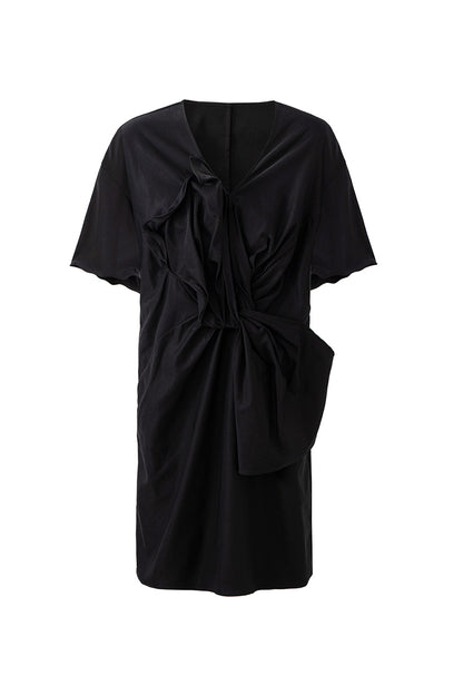 SELFWHO Lyocell blend V-neck twisted flower dress