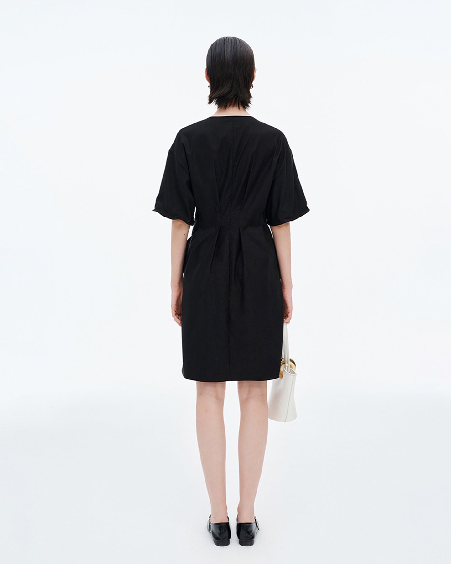 Lyocell blend V-neck twisted flower dress
