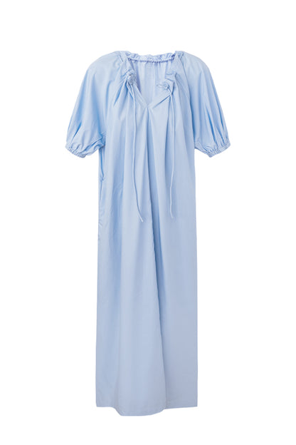 SELFWHO Lyocell Cotton Blend Puff Sleeve Dress