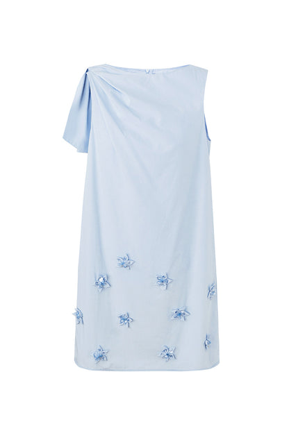 SELFWHO Lyocell Cotton Blended Pleated Vest Dress