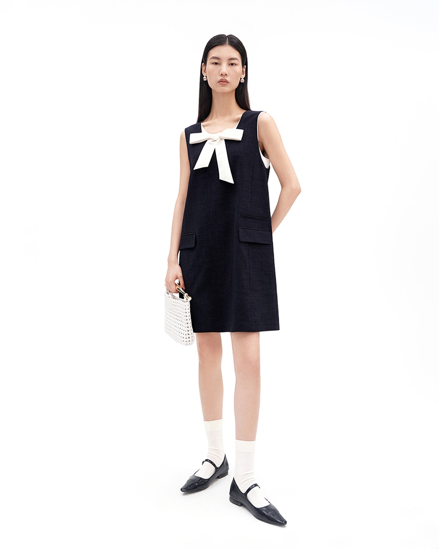 Bow-Detail U-Neck Dress