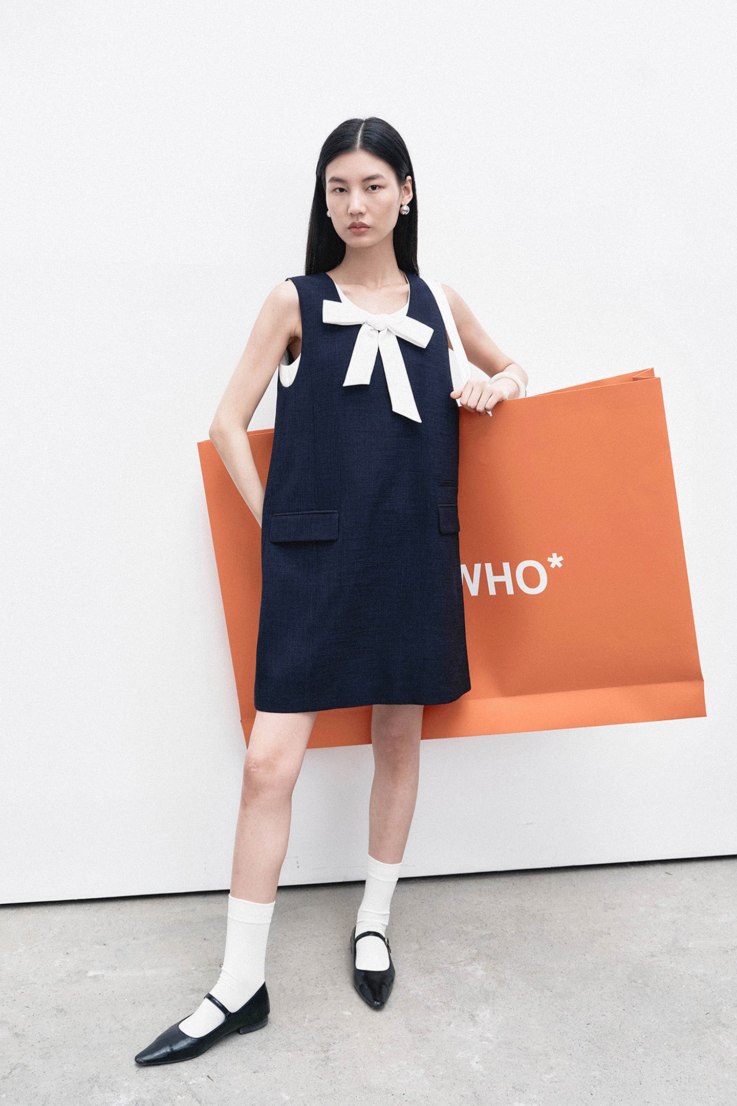 Bow-Detail U-Neck Dress