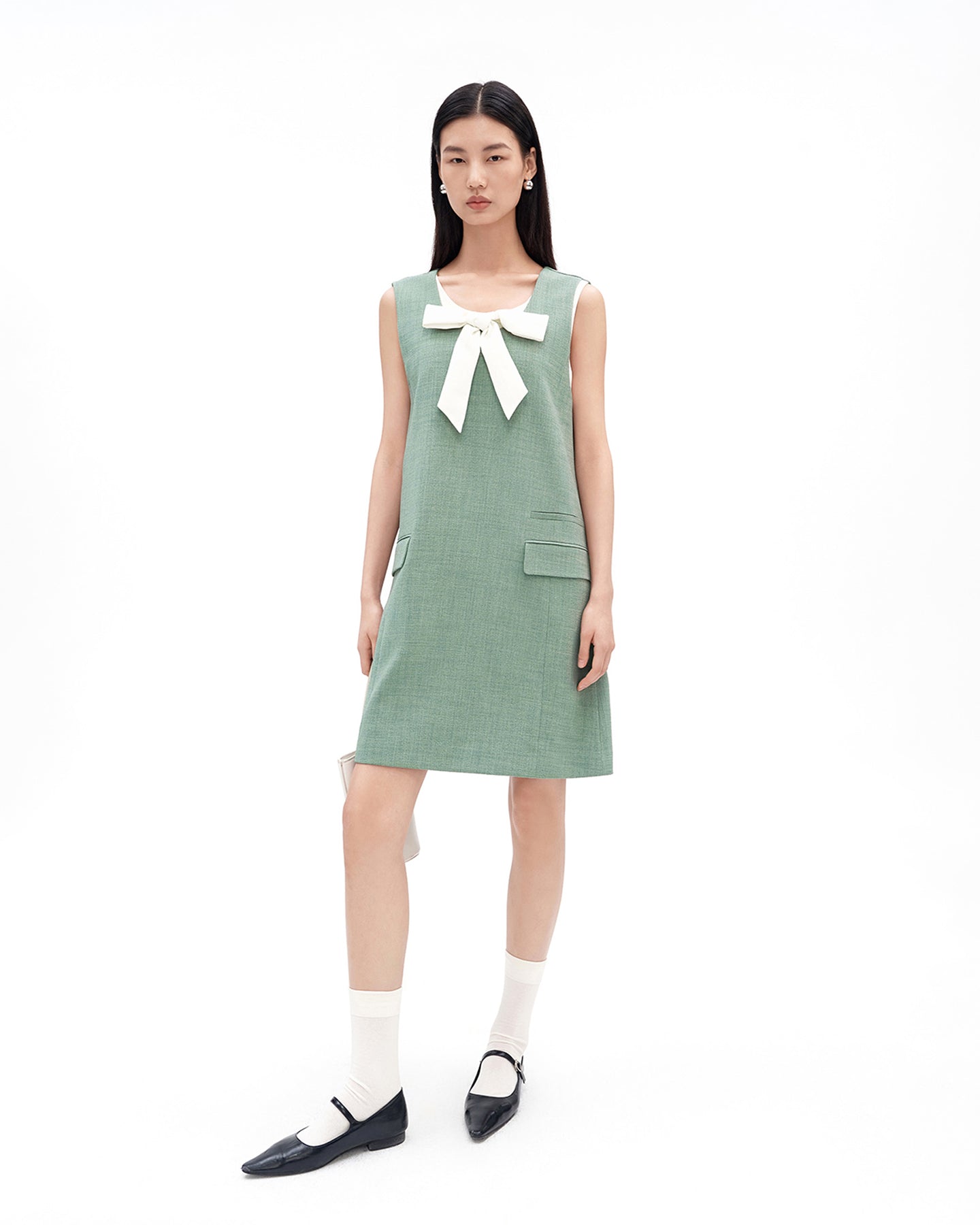 Bow-Detail U-Neck Dress