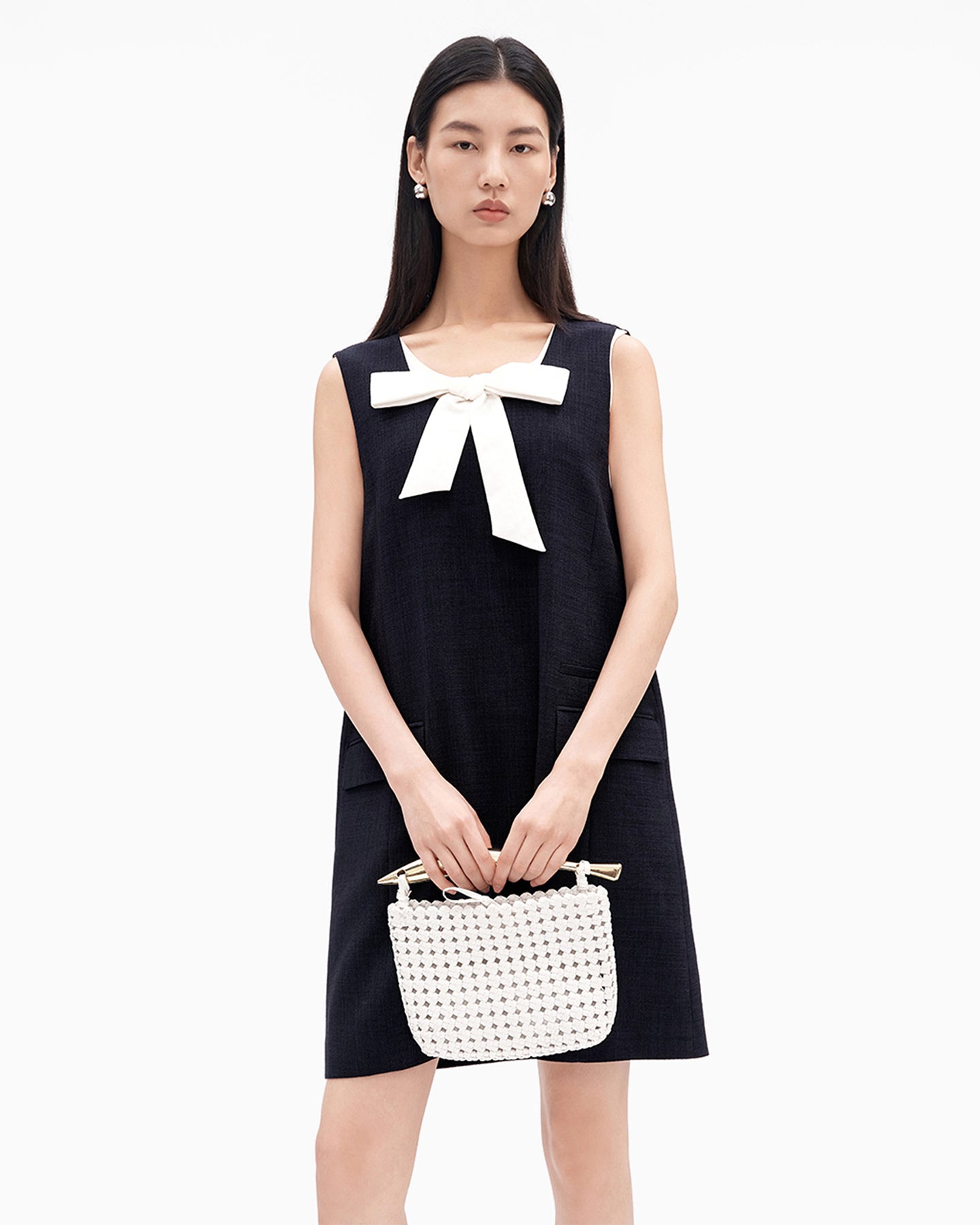 Bow-Detail U-Neck Dress