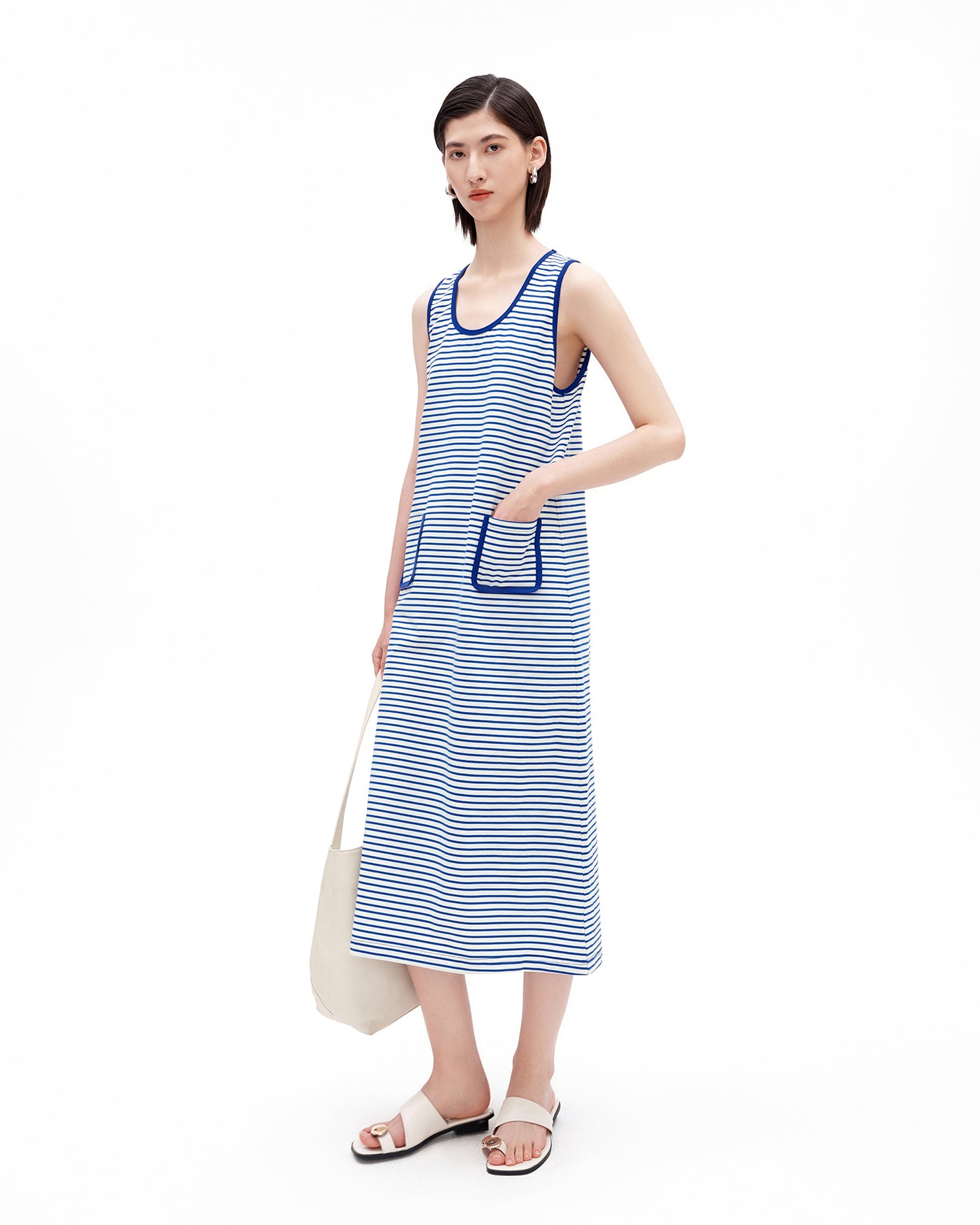 Pure Cotton Striped U-Neck Dress