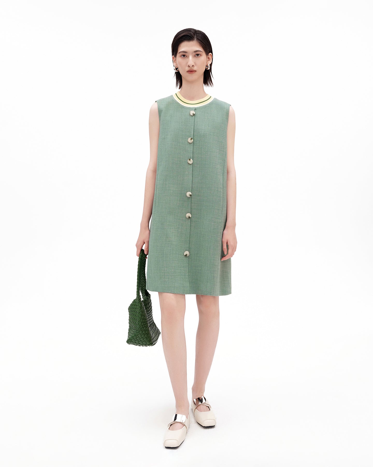 Patchwork Knit Collar Dress