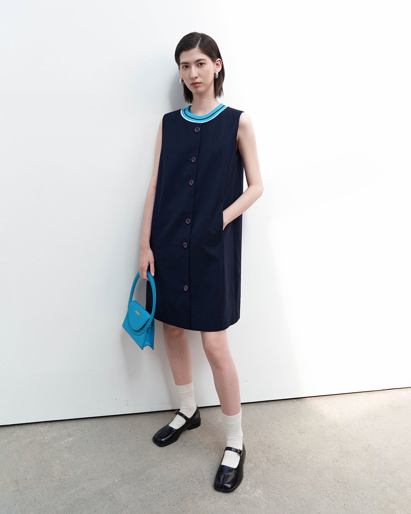 Patchwork Knit Collar Dress