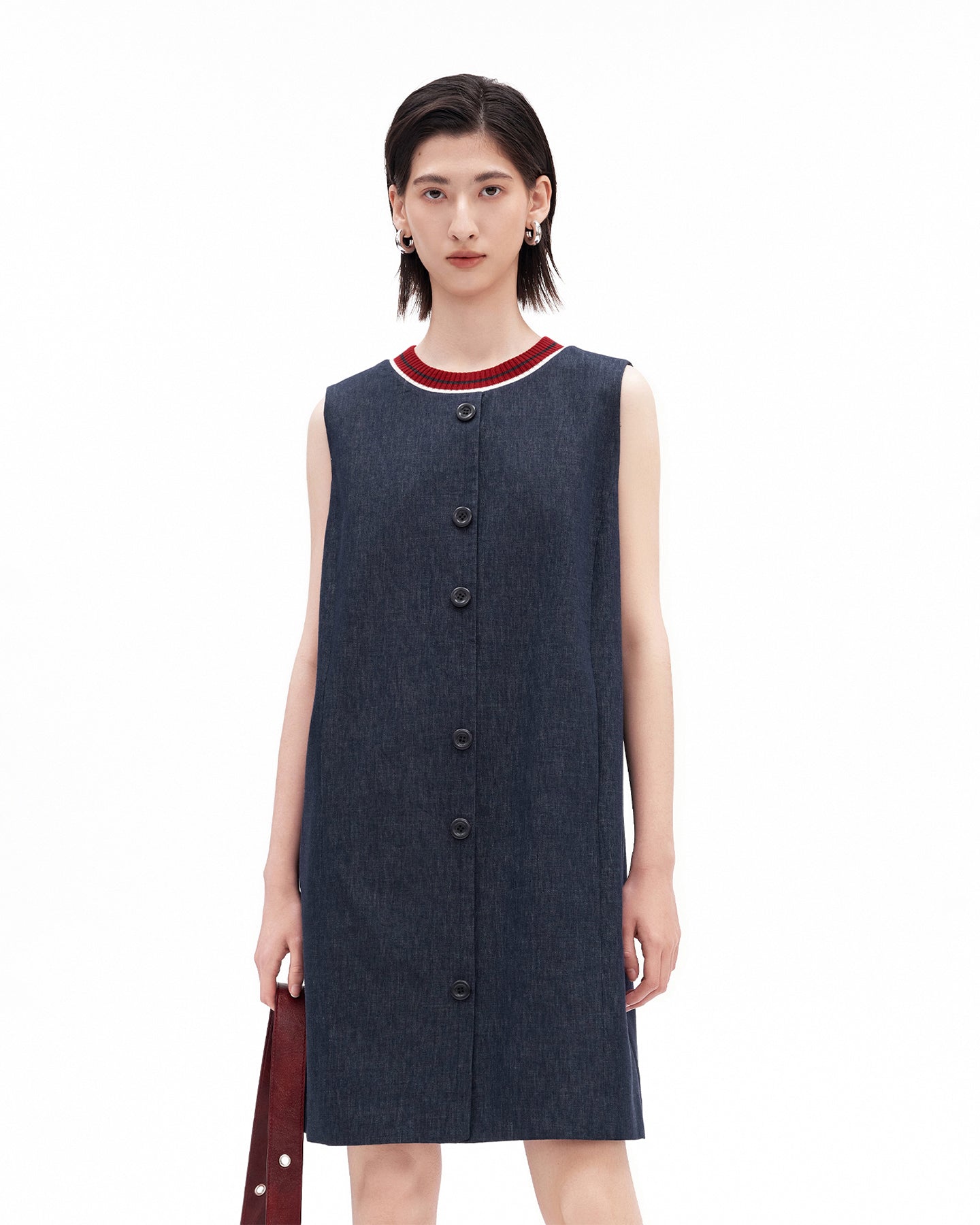 Patchwork Knit Collar Dress