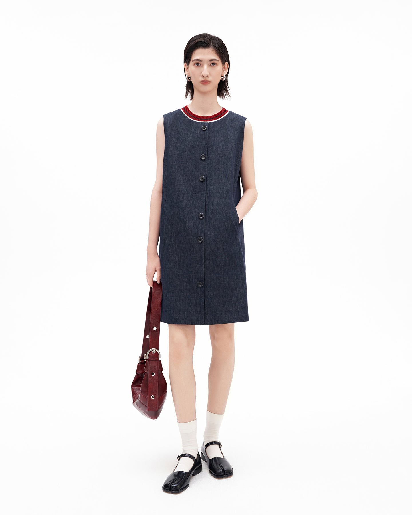 Patchwork Knit Collar Dress
