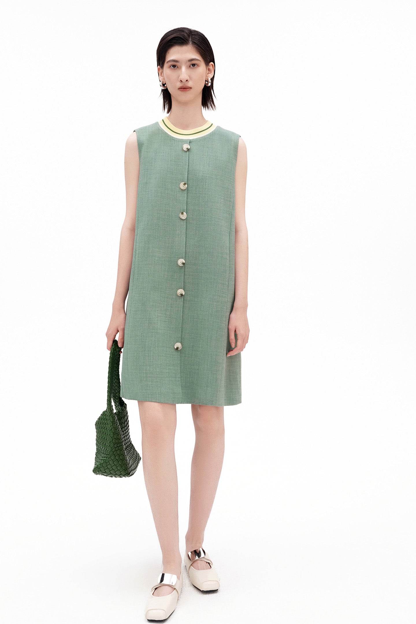 Patchwork Knit Collar Dress
