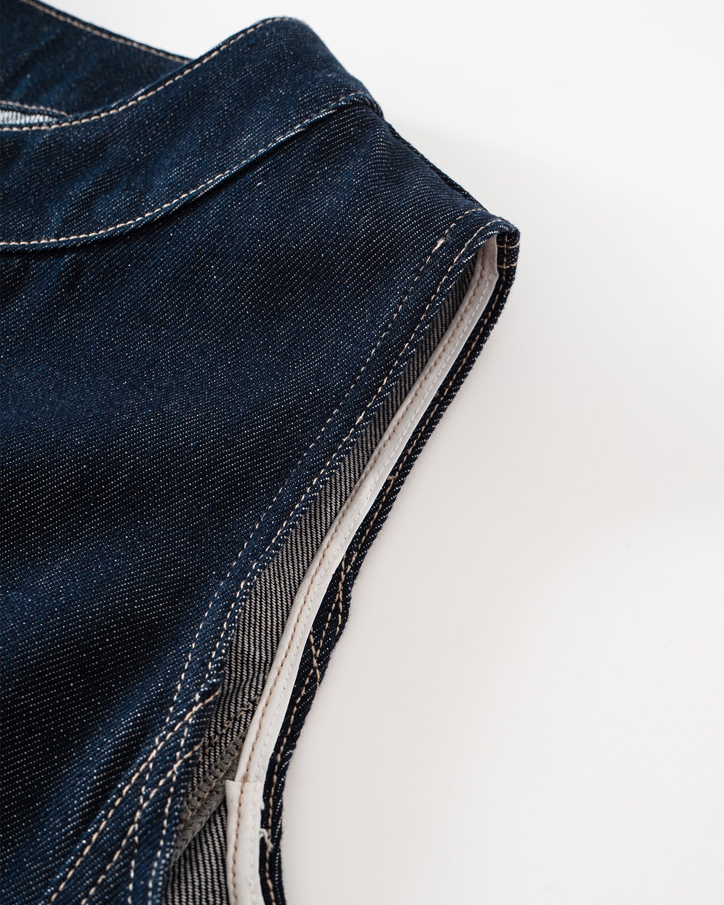 Retro Raw Denim-Style Sleeveless Dress