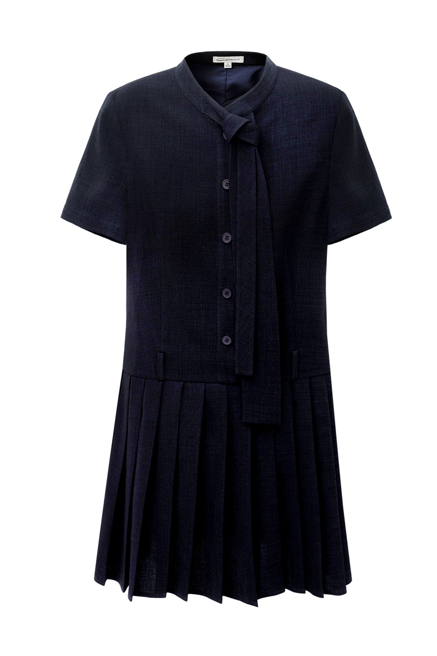 Linen-Look Pleated Dress
