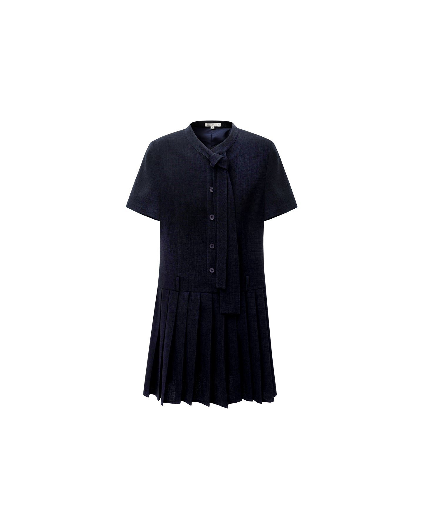 Linen-Look Pleated Dress