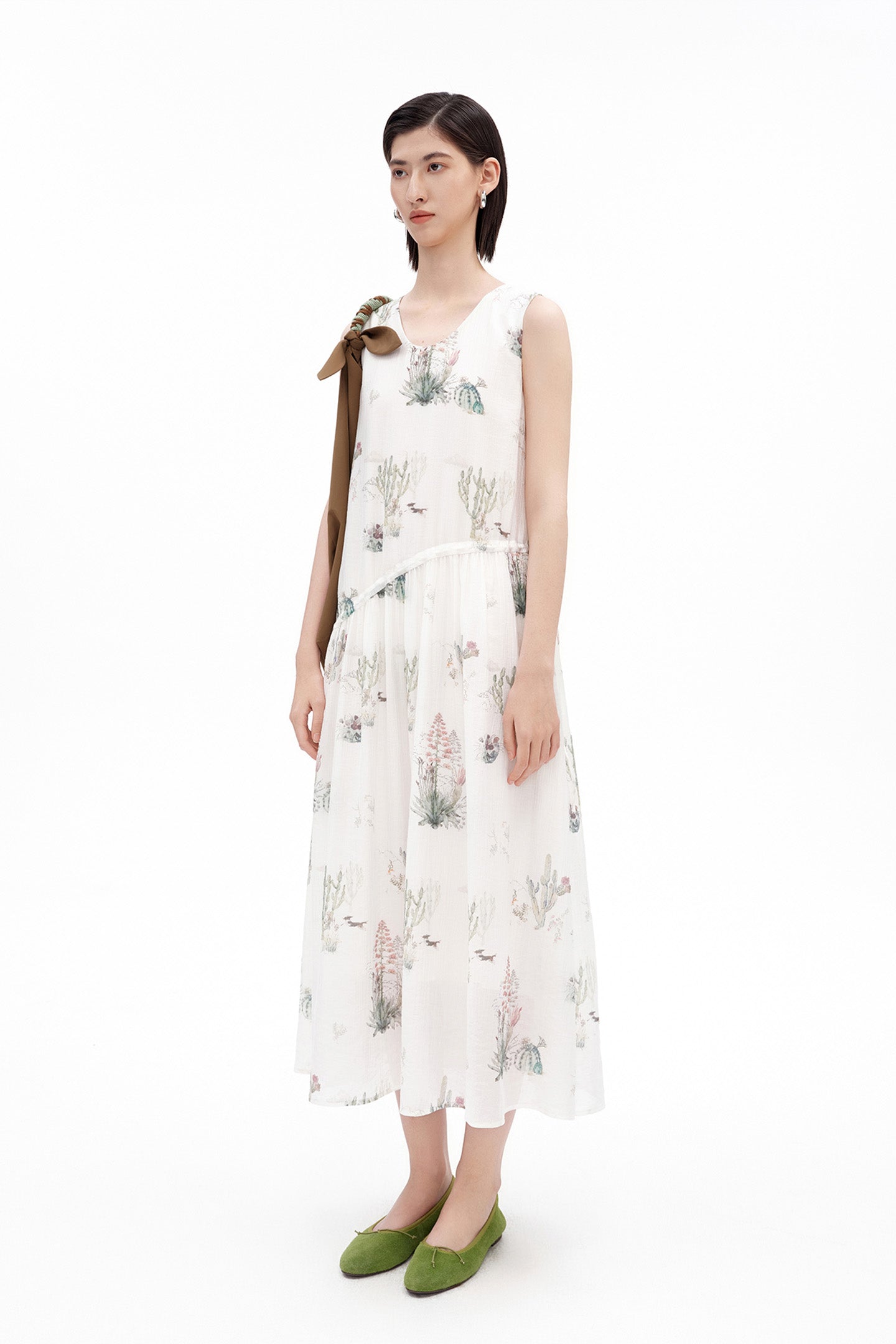 Tencel-Blend French-Style U-Neck Dress
