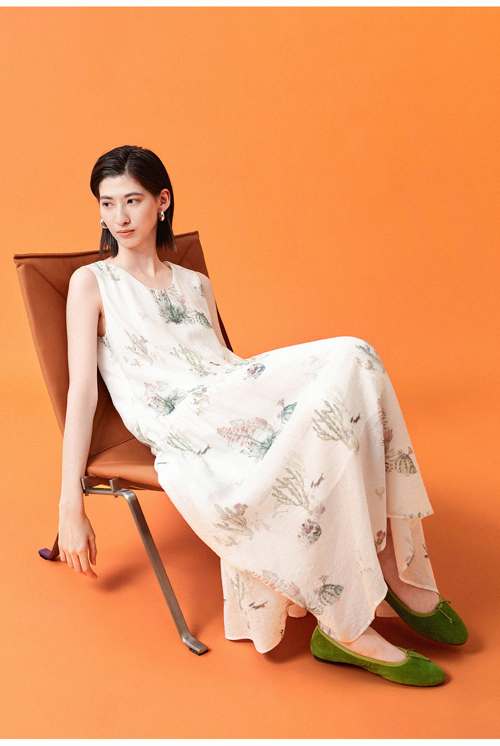 Tencel-Blend French-Style U-Neck Dress