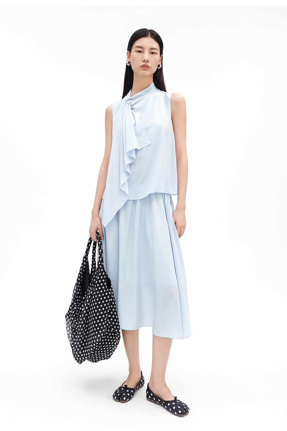 Lyocell Draped Cowl-Neck Dress